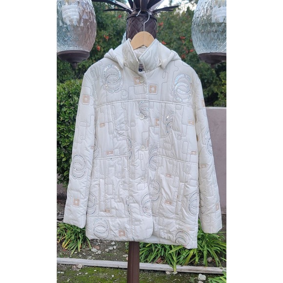 Funwear Factory Quilted Hooded Puffer Jacket w/Sequin Accents - Picture 1 of 11